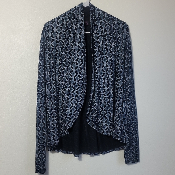 Fresh Produce Womens Open Front Cardigan Size XS/S Black White Rayon Topper - Picture 1 of 11